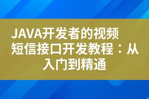 JAVA開發者的視頻短信接口開發教程：從入門到精通