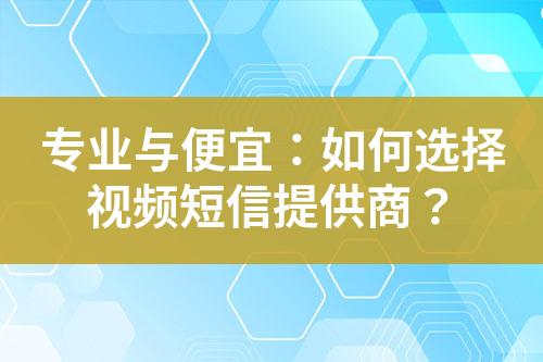 專業與便宜：如何選擇視頻短信提供商？