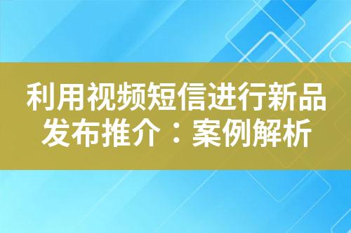 利用視頻短信進行新品發布推介：案例解析