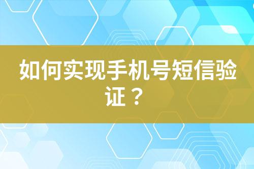 如何實現手機號短信驗證？