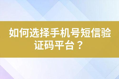 如何選擇手機號短信驗證碼平臺？