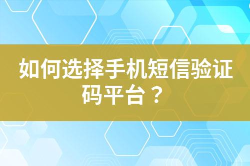 如何選擇手機短信驗證碼平臺？