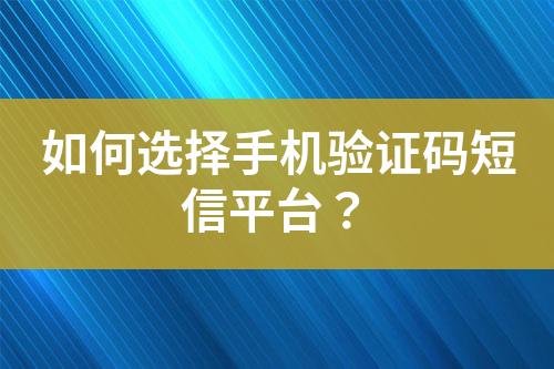 如何選擇手機驗證碼短信平臺？