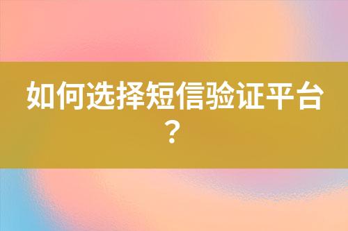 如何選擇短信驗(yàn)證平臺(tái)？