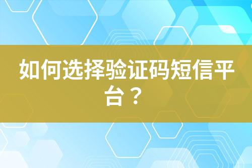 如何選擇驗證碼短信平臺？