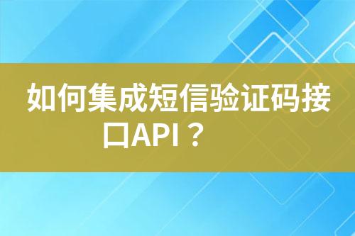 如何集成短信驗證碼接口API？