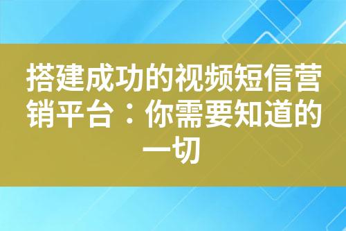 搭建成功的視頻短信營銷平臺：你需要知道的一切