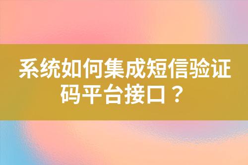 系統如何集成短信驗證碼平臺接口？