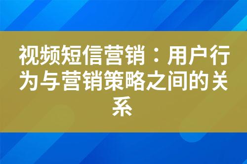 視頻短信營銷：用戶行為與營銷策略之間的關系