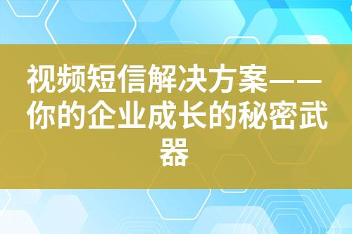 視頻短信解決方案——你的企業成長的秘密武器