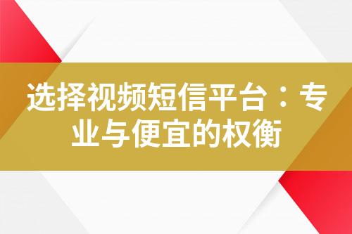 選擇視頻短信平臺：專業與便宜的權衡