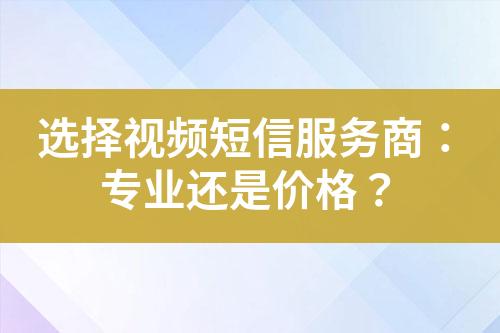 選擇視頻短信服務商：專業還是價格？